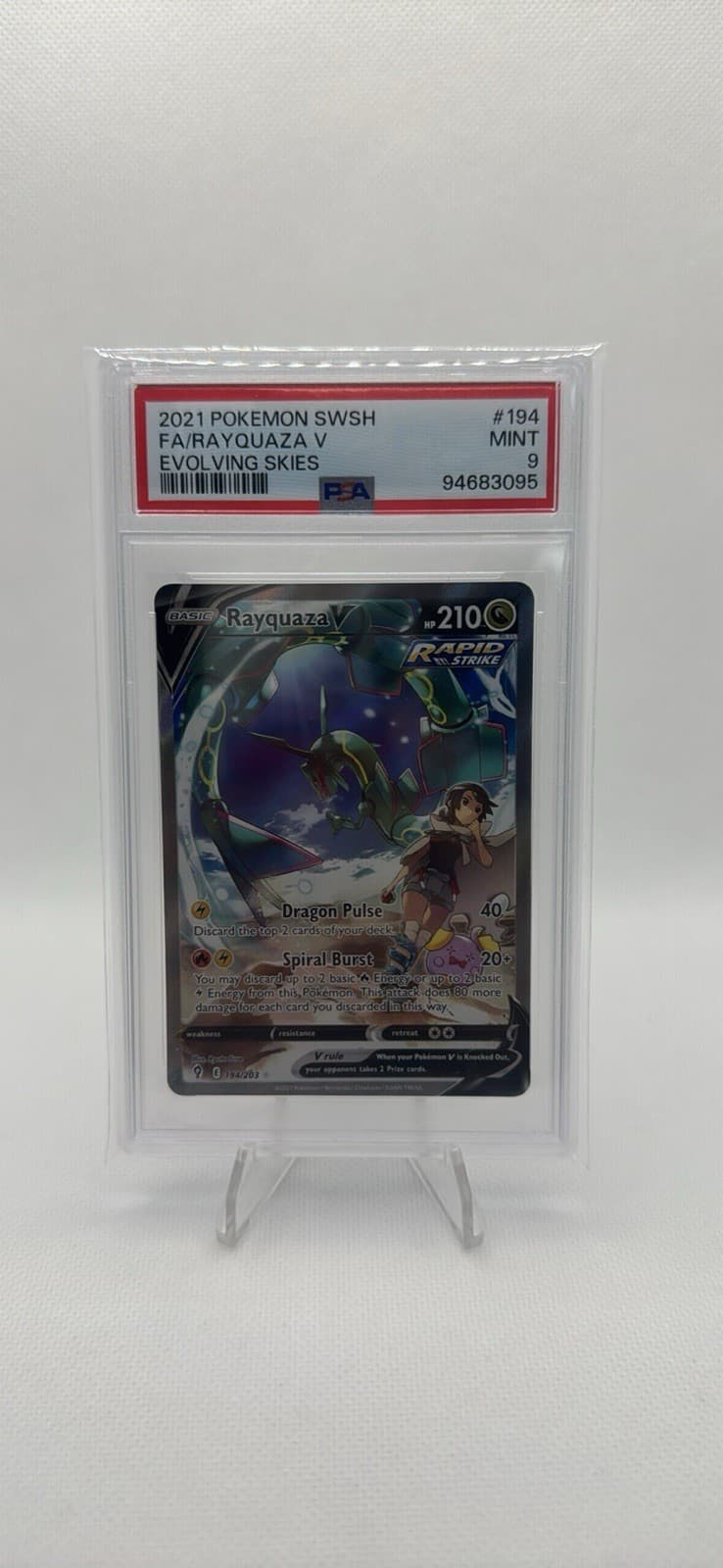 PSA 9 Rayquaza V Alternate Full Art 194/203 Evolving Skies Holo 2021