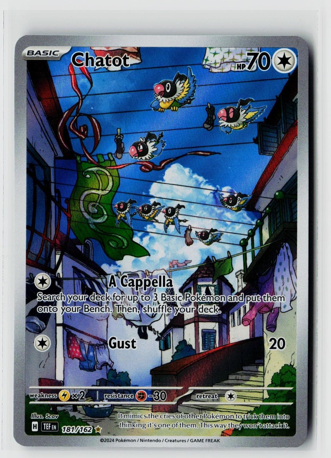 Pokemon SV05: Temporal Forces #181/162 Chatot Holo