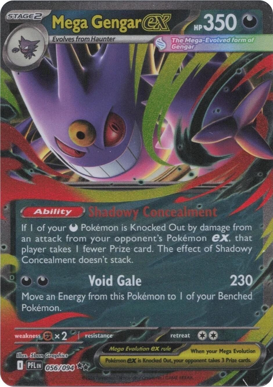 MEGA GENGAR EX 056/094 PHANTASMAL FLAMES POKEMON (DOUBLE RARE, NM)
