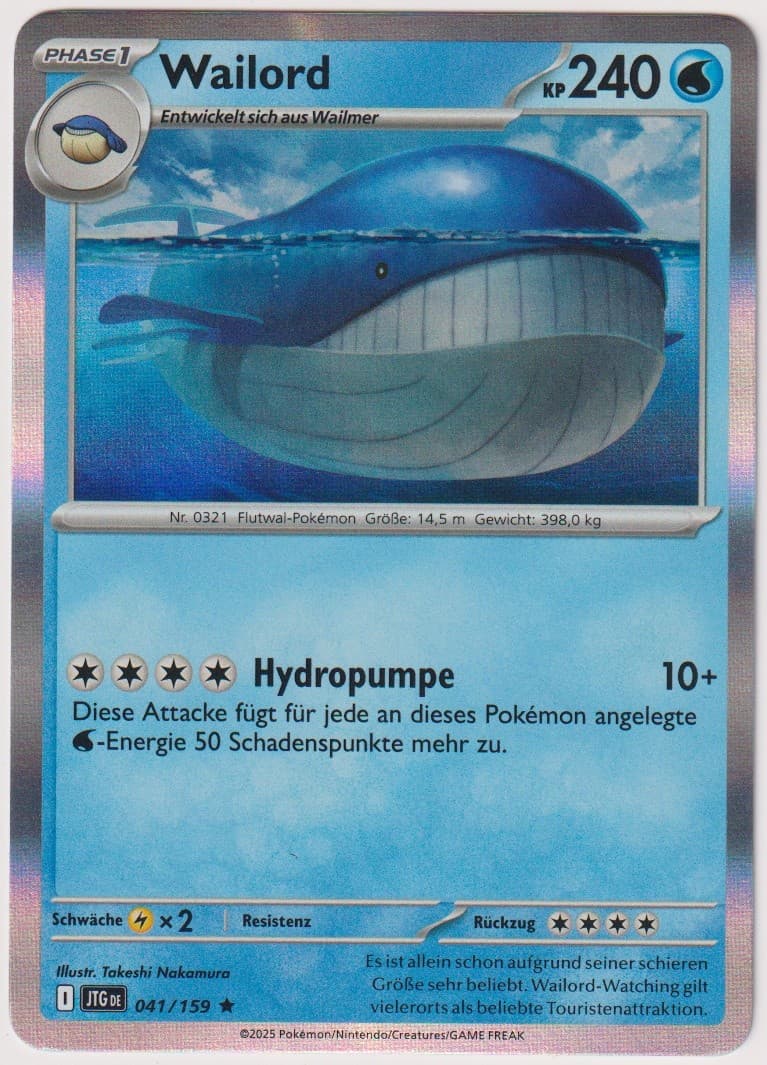 Pokemon TCG Wailord #41/159 Rare (R) Holo Deutsch 2025