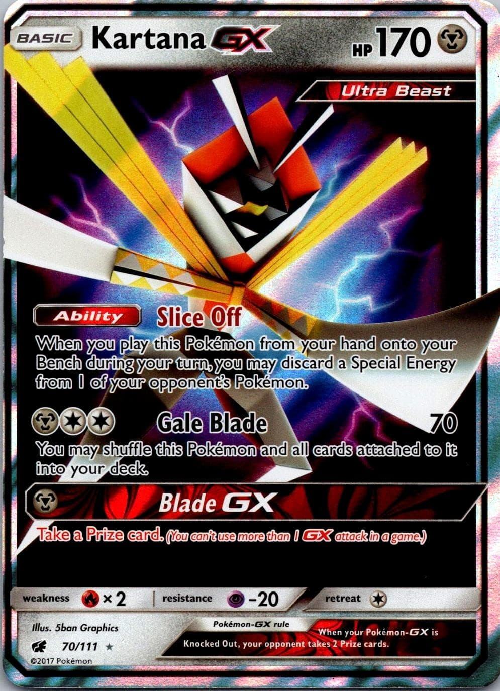 Kartana GX 70/111 Holo Ultra Rare Crimson Invasion Pokemon Near Mint