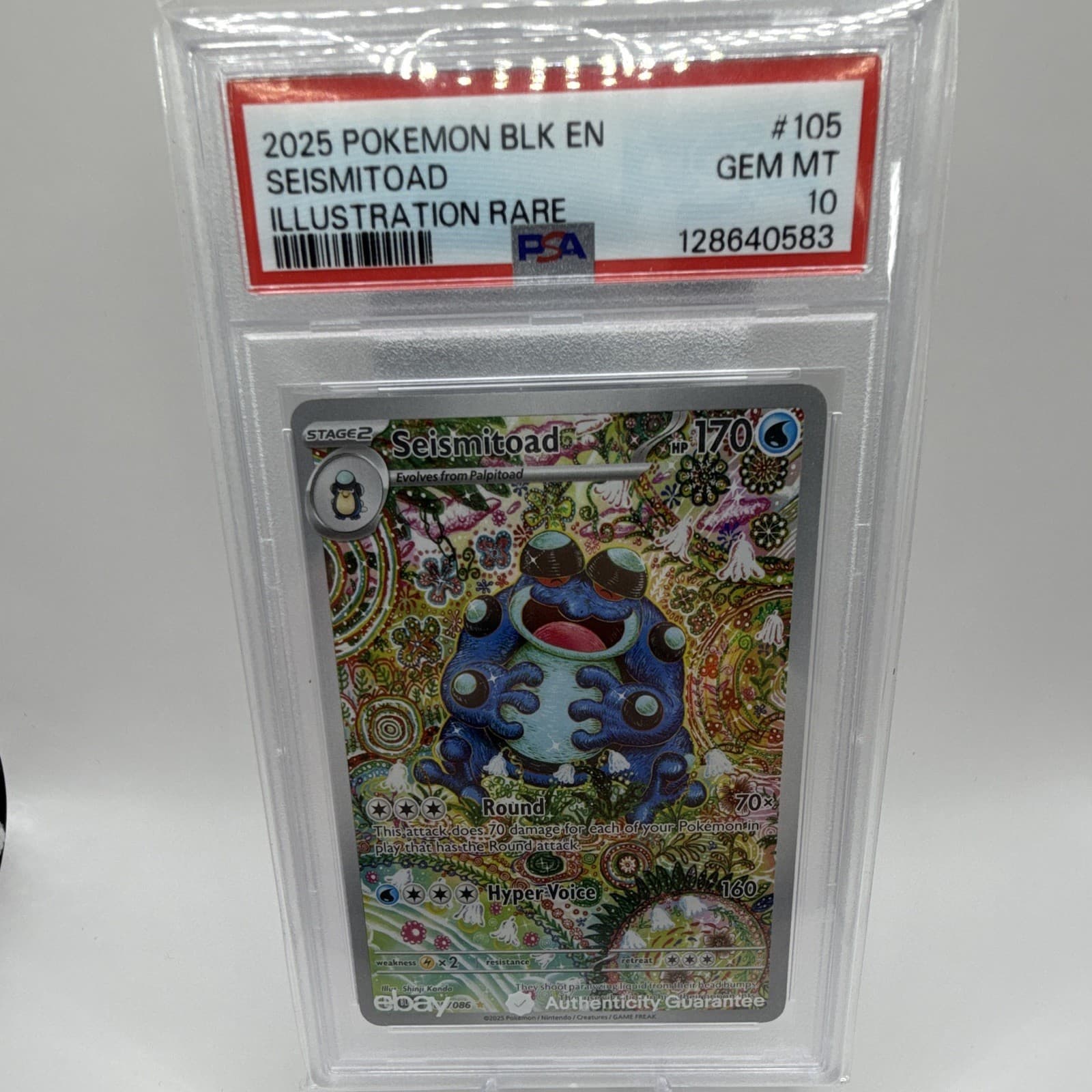 Pokemon TCG Seismitoad 105/086 Sv: Black Bolt Illustration Rare Holo EN PSA 10