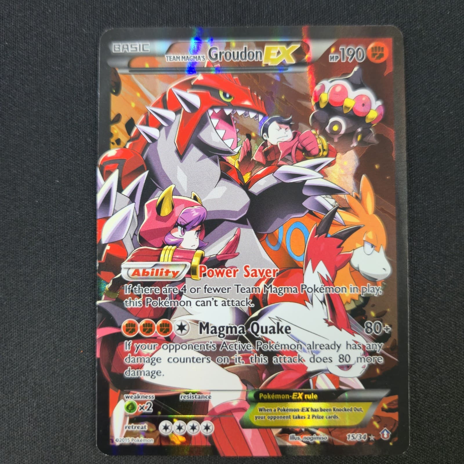 Team Magma's Groudon EX 15/34 Double Crisis Rare Nintendo Pokemon Card