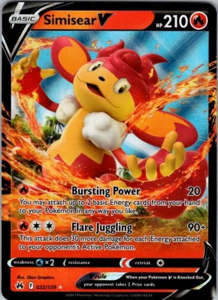 Simisear V 022/159 Crown Zenith Ultra Rare NM Pokemon TCG
