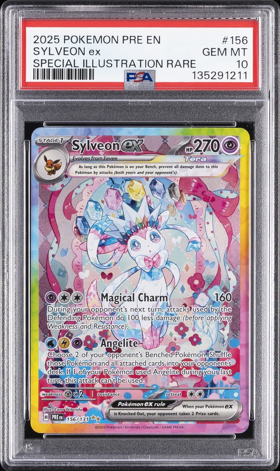 2025 POKEMON PRE EN-PRISMATIC EVOLUTIONS #156 SYLVEON EX PSA 10