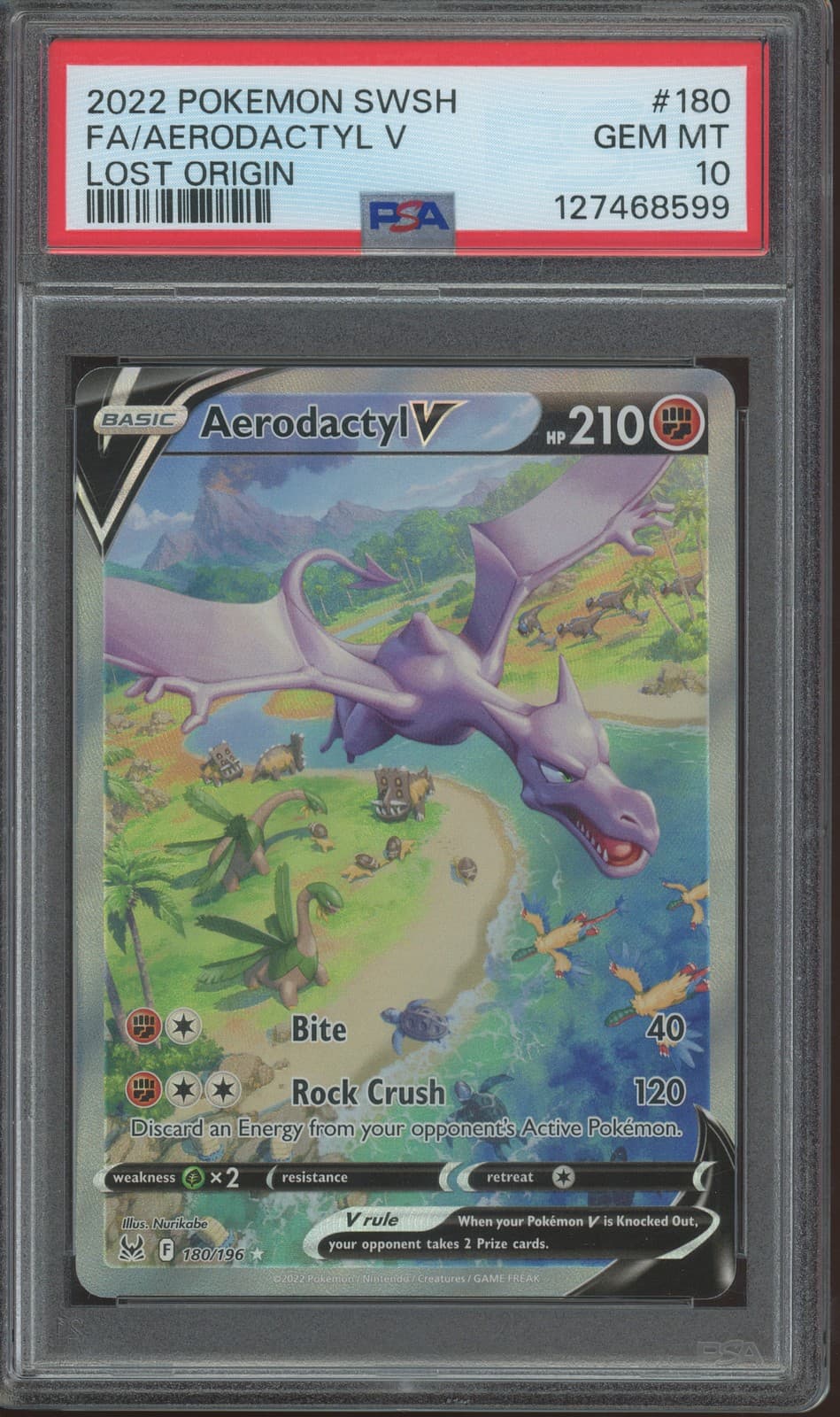 2022 Pokémon FA/Aerodactyl V #180 Lost Origin PSA 10 GEM MINT