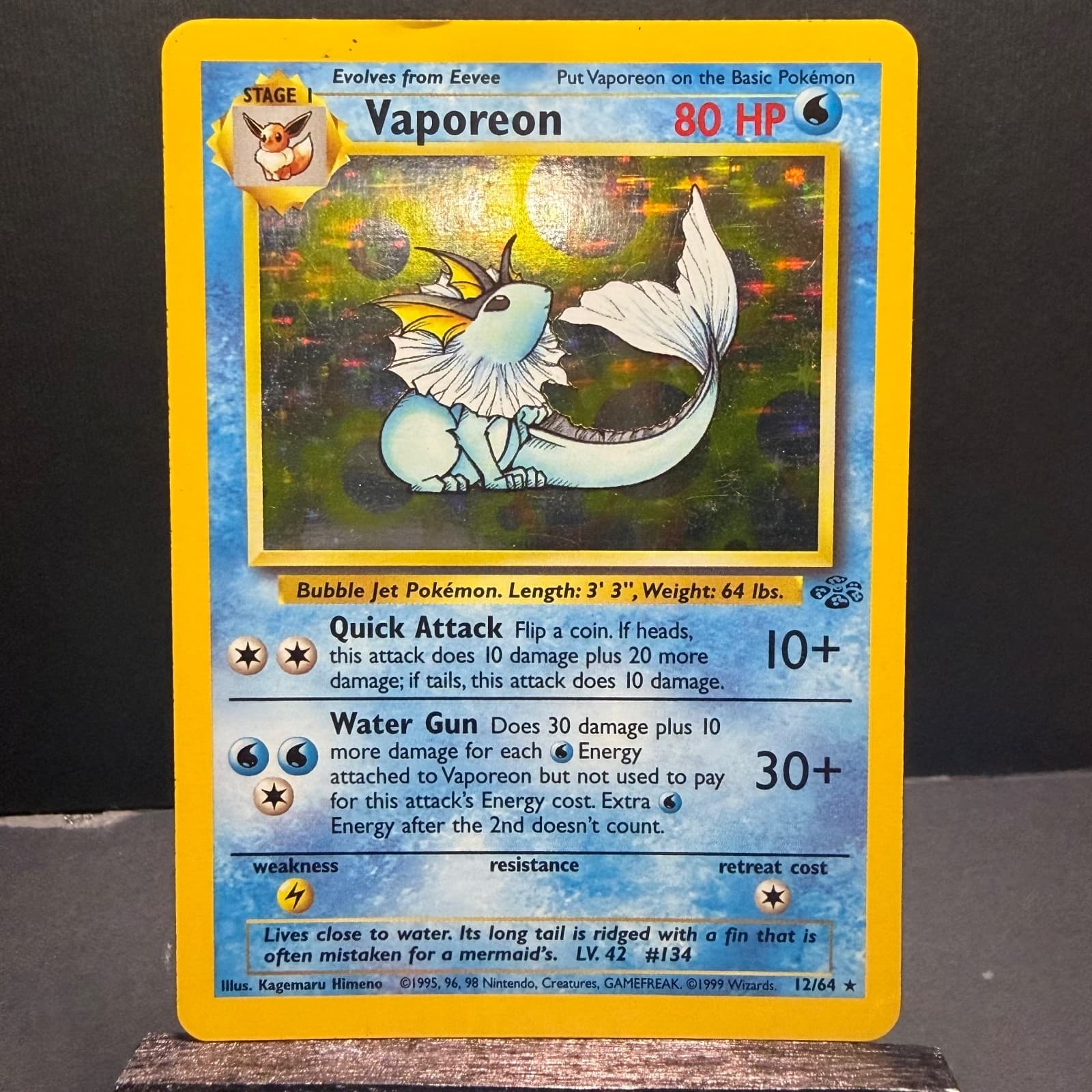 Pokemon TCG Vaporeon (12) Unlimited Holo Rare Jungle 12/64