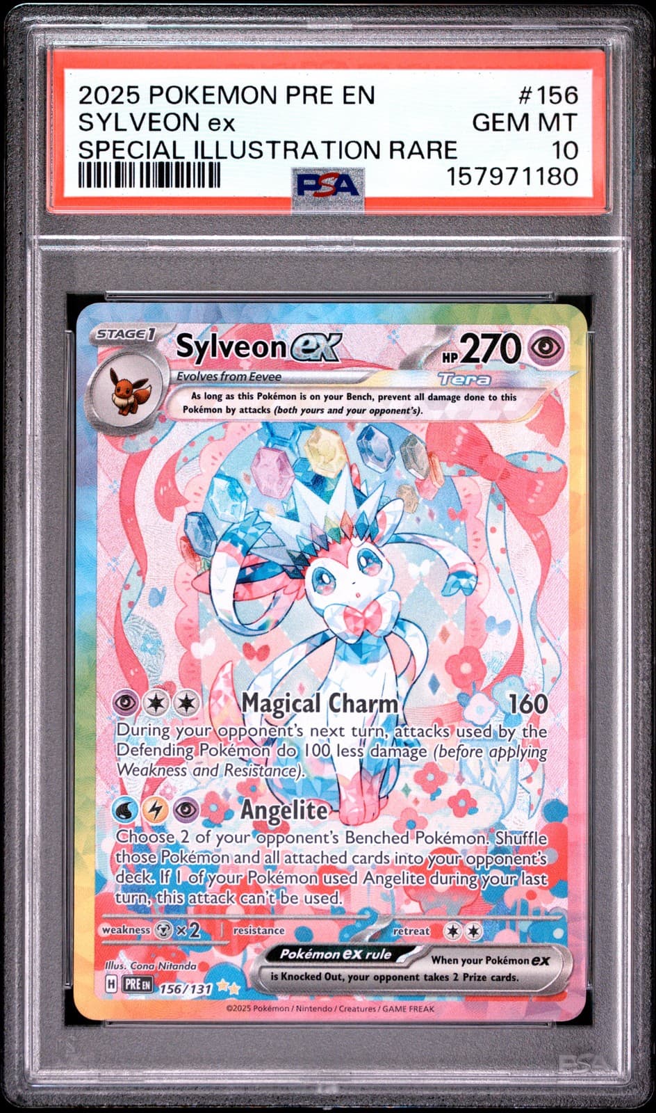 2025 POKEMON PRE EN-PRISMATIC EVOLUTIONS #156 SYLVEON EX PSA 10