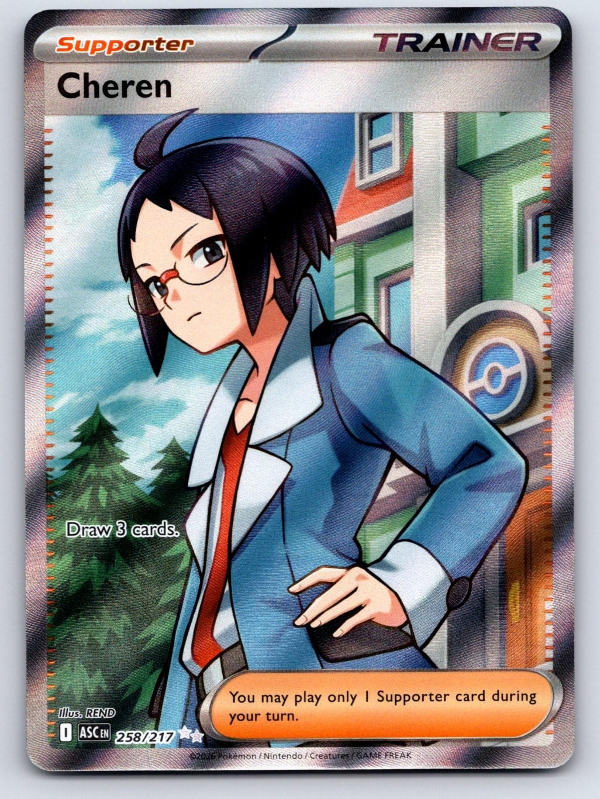 Cheren 258/217 Ultra Rare Ascended Heroes Pokemon Holo