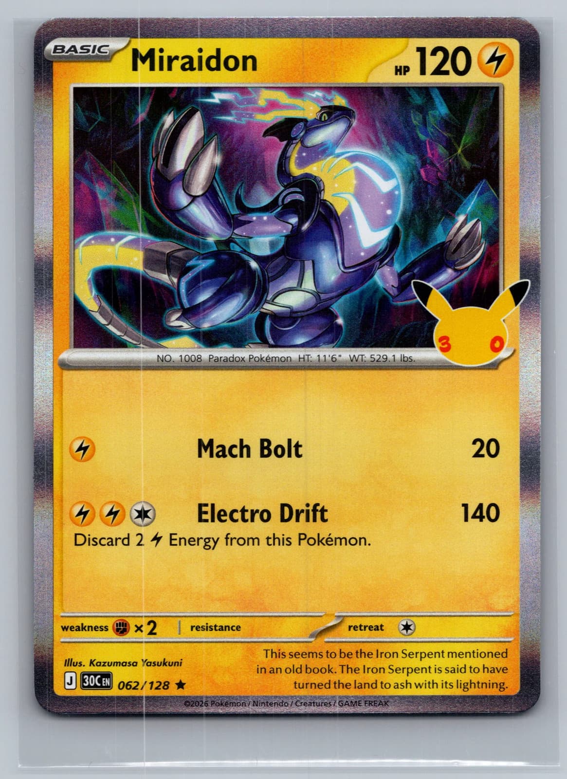 Miraidon #62/128 2026 30th Celebration Pokemon TCG — photo 1 of 2