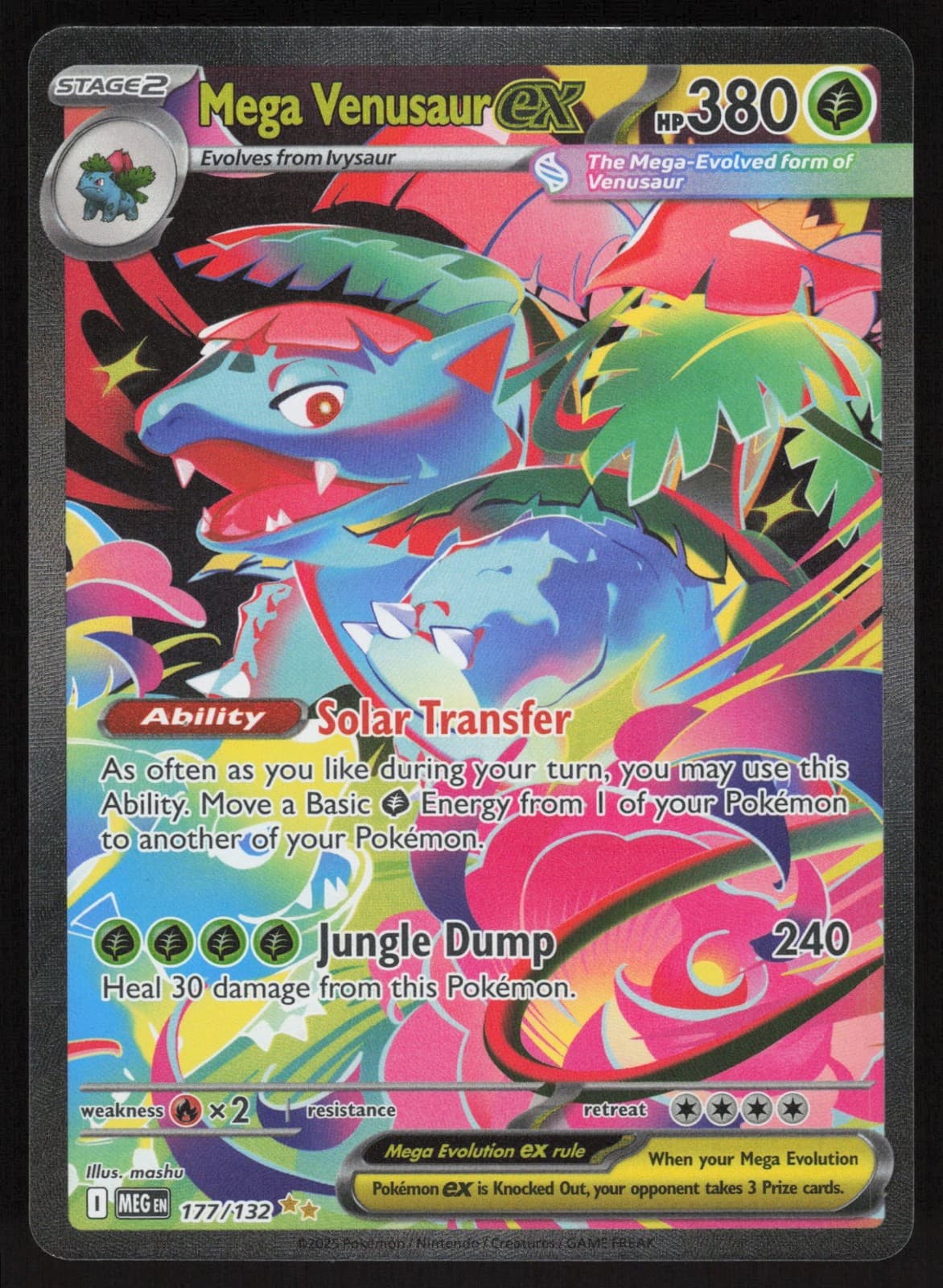 Pokemon Mega Venusaur ex SIR 177/132 Mega Evolution Holofoil NM