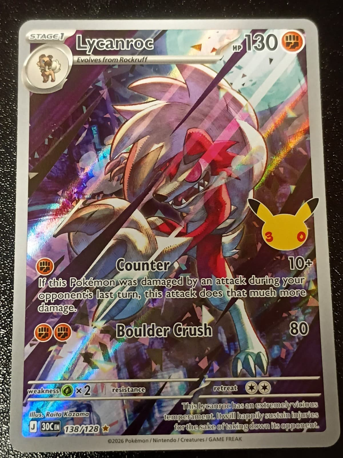 Pokemon - Lycanroc 138/128 30th Celebration NM