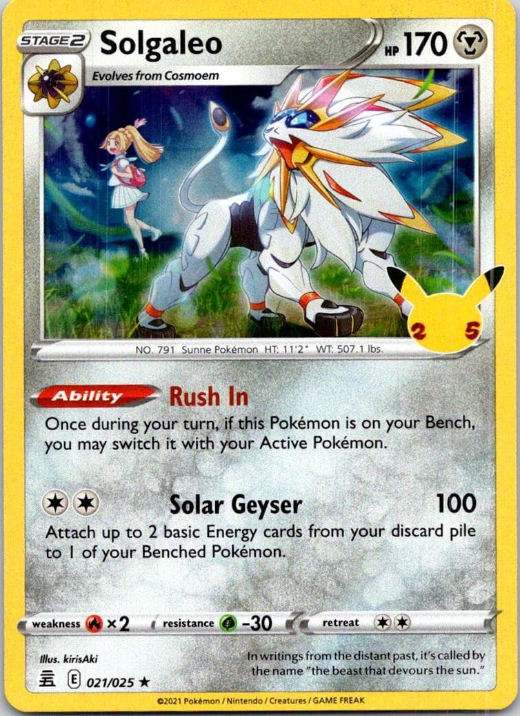 Solgaleo 021/025 Holo Rare Celebrations Pokemon Near Mint