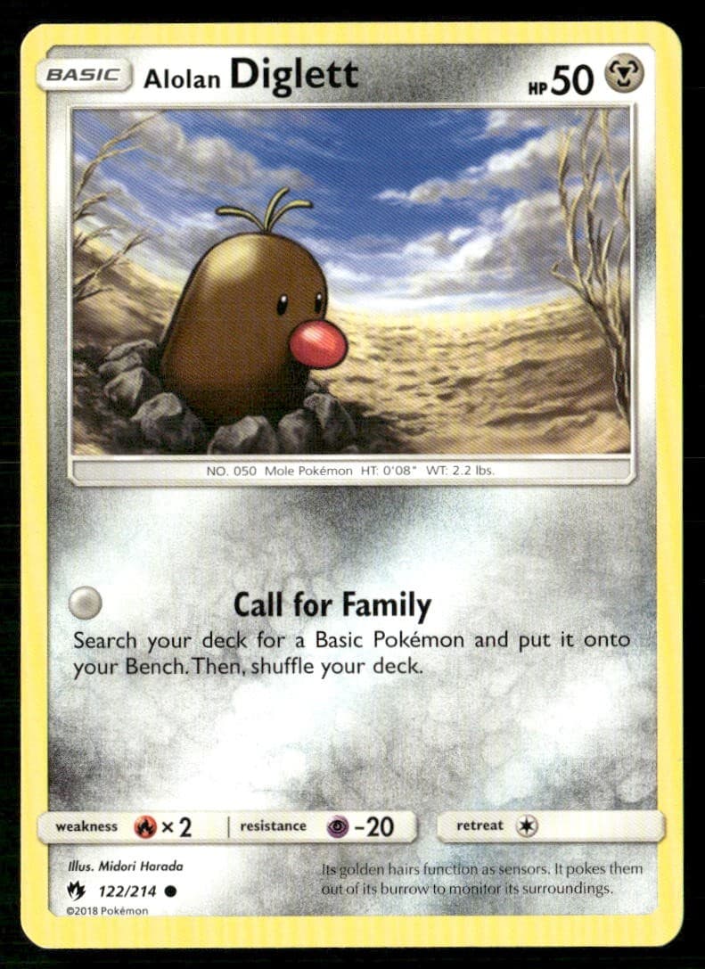 Alolan Diglett 122/214 Common Lost Thunder Pokemon Lightly Played