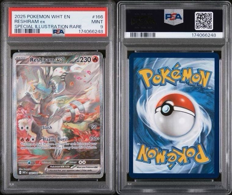 PSA 9 Reshiram ex 166/086 Special Illustration Rare Holo White Flare 2025