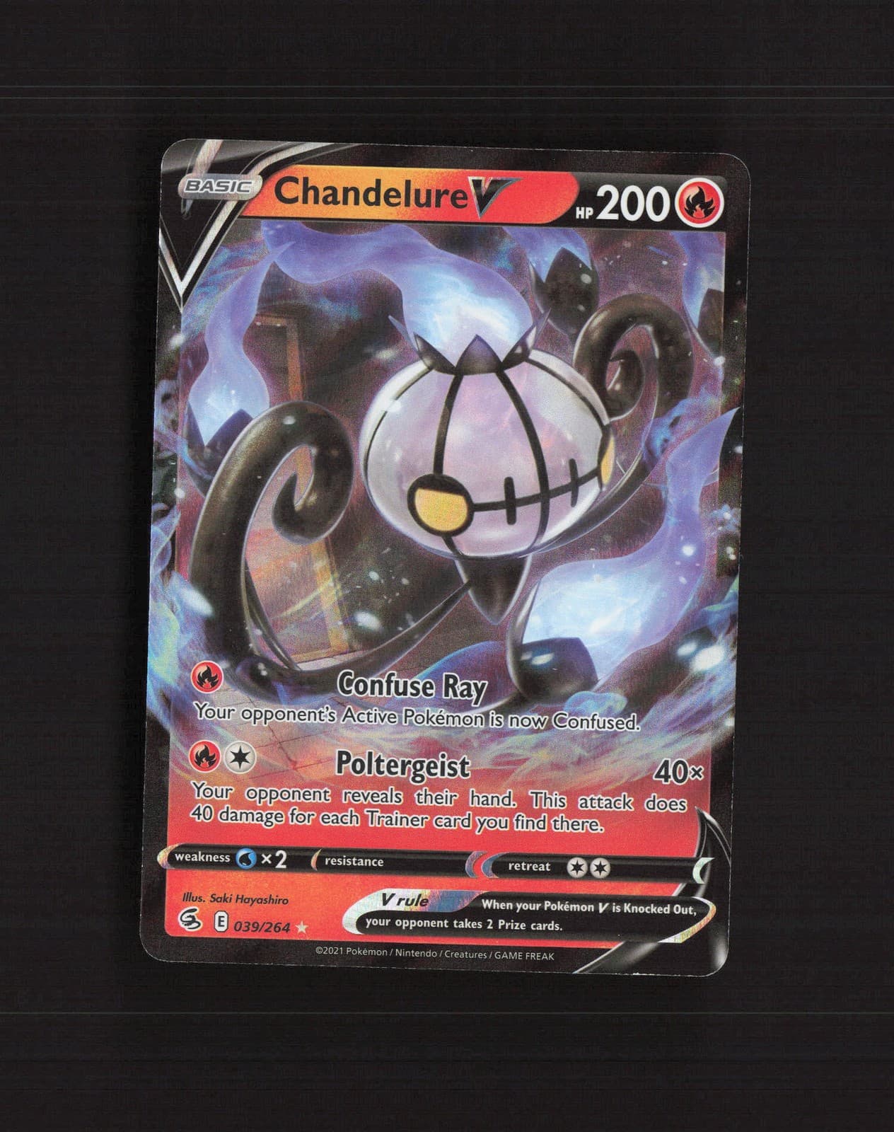 Chandelure V 039/264 Fusion Strike Ultra Rare Holo Pokemon Card NM