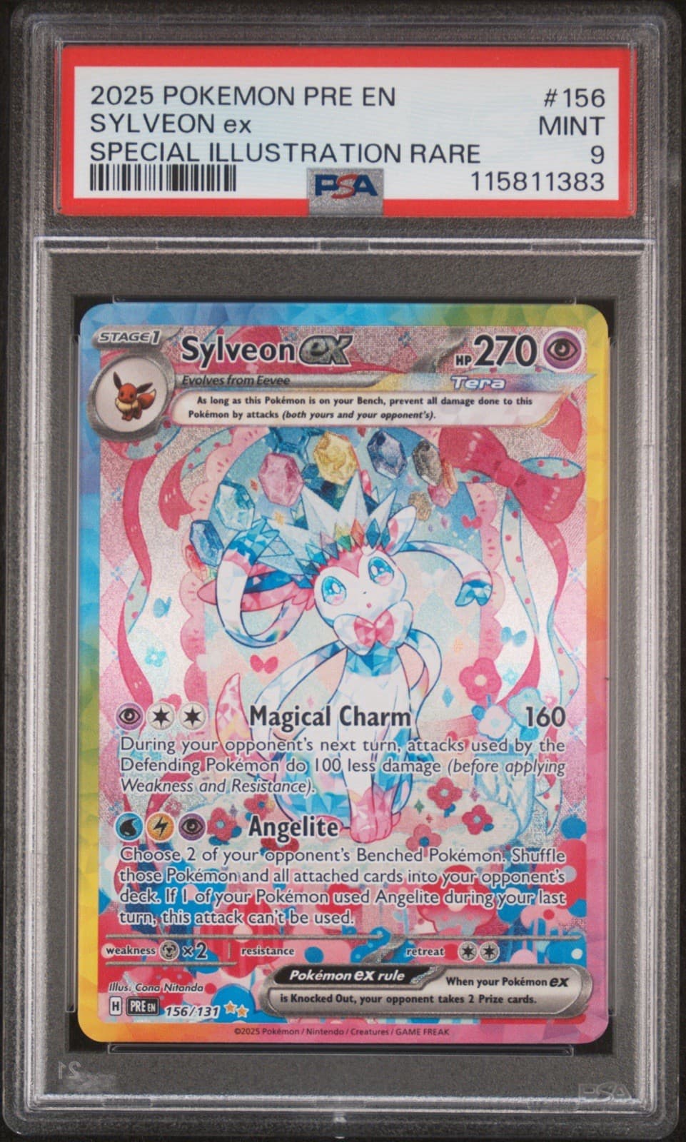 PSA Mint #9 Sylveon ex 156/131 SIR Pokemon 2025 Prismatic Evolutions