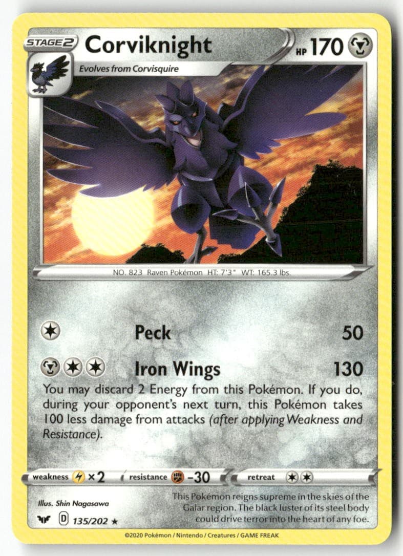 Corviknight 135/202 Rare Sword & Shield Pokemon LP