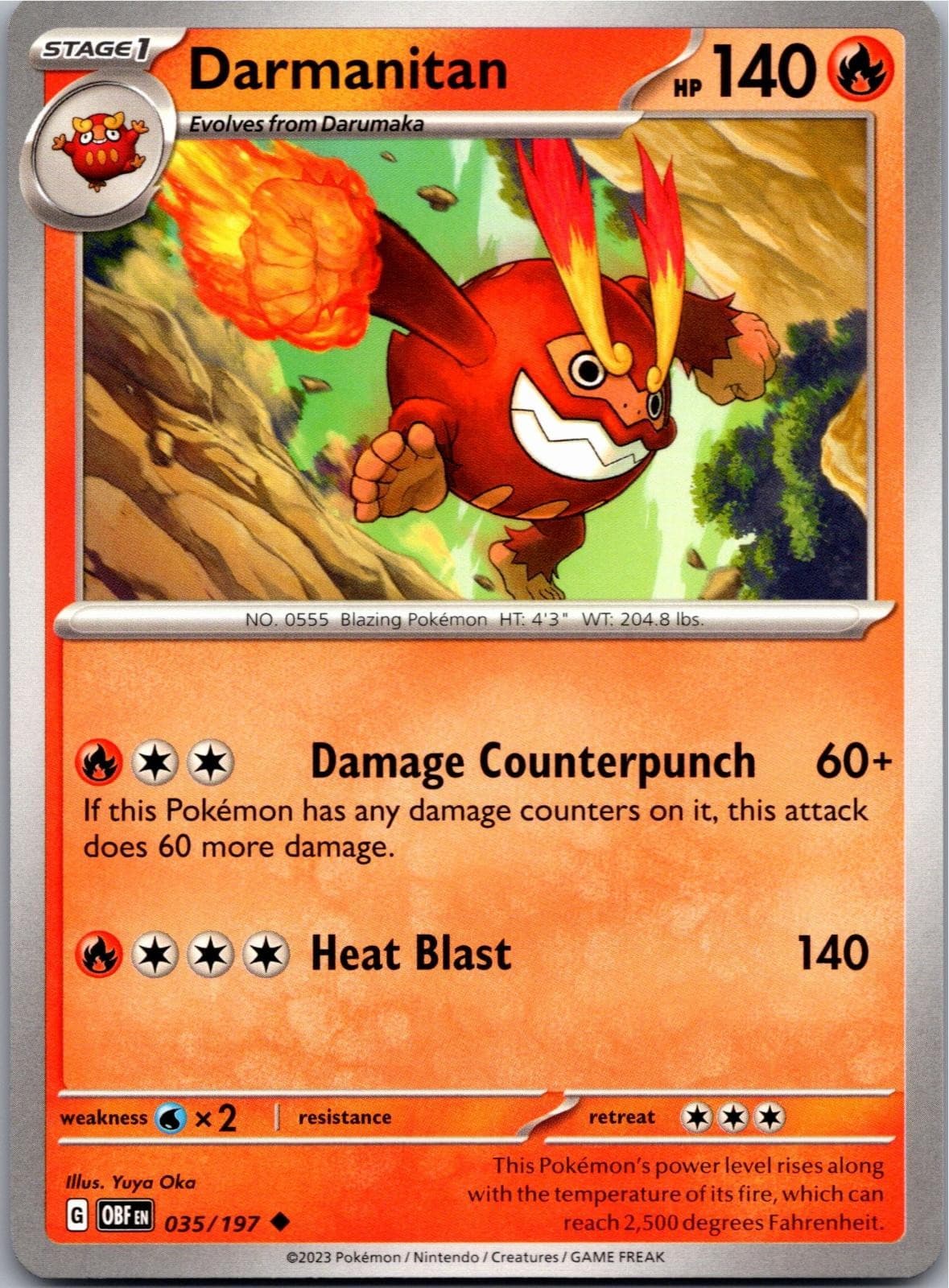 Darmanitan 035/197 Uncommon Obsidian Flames Pokemon Near Mint
