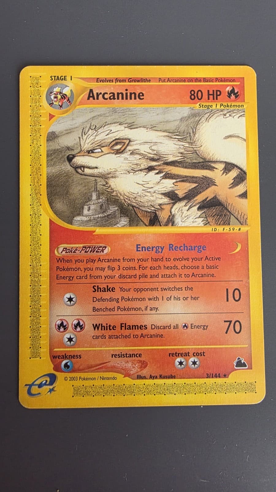 Pokemon Arkani non Holo Arcanine  3/144 Skyridge 