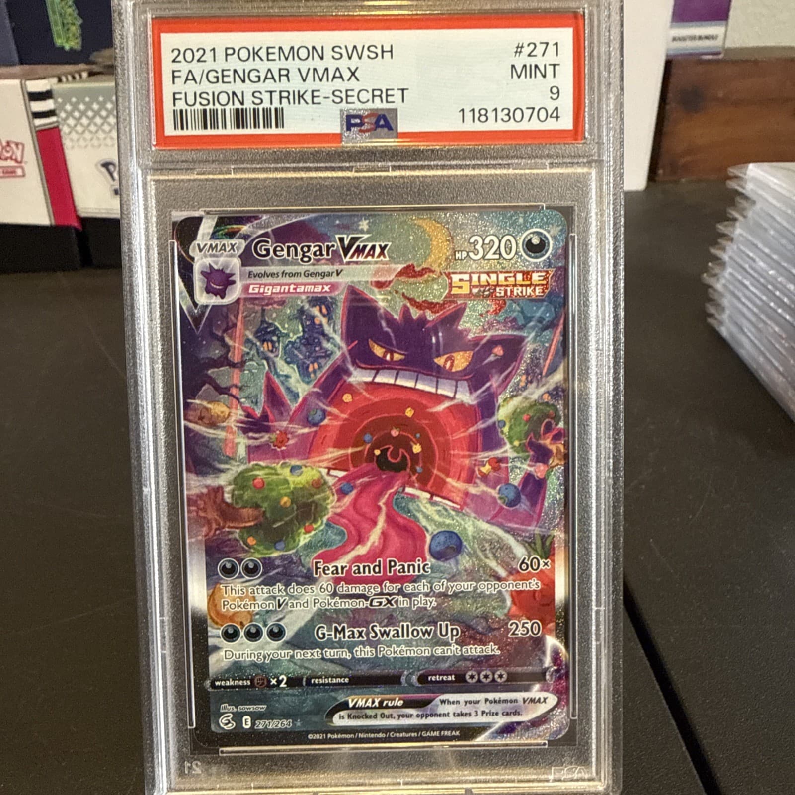 Pokemon Gengar VMAX Fusion Strike Alt Art 271/264 PSA 9