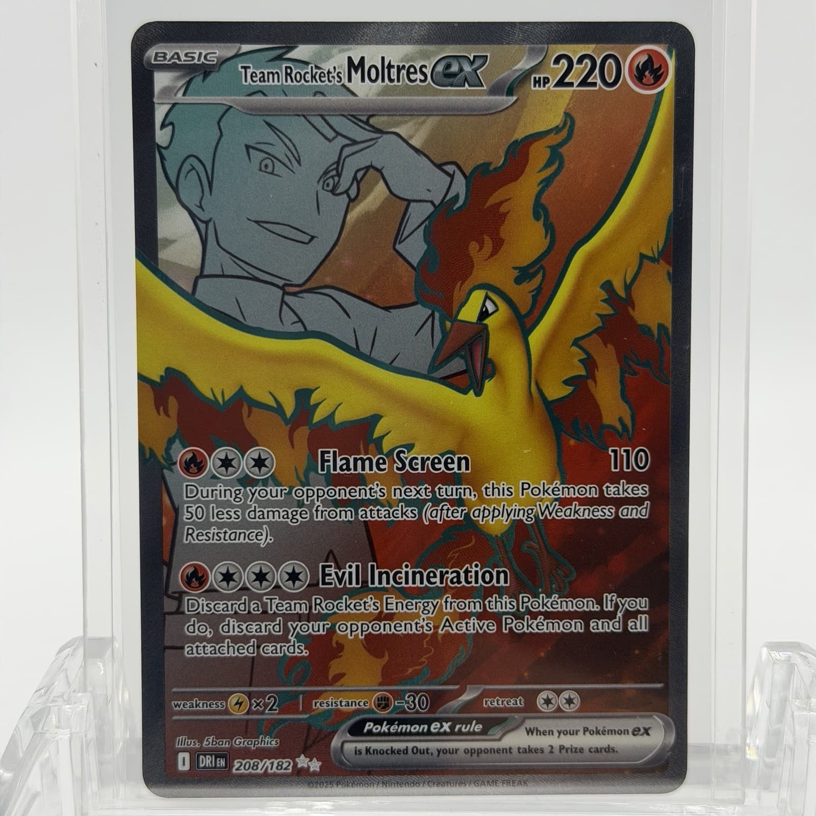 Pokemon TCG Destined Rivals Team Rocket’s Moltres ex #208/182 Ultra Rare NM