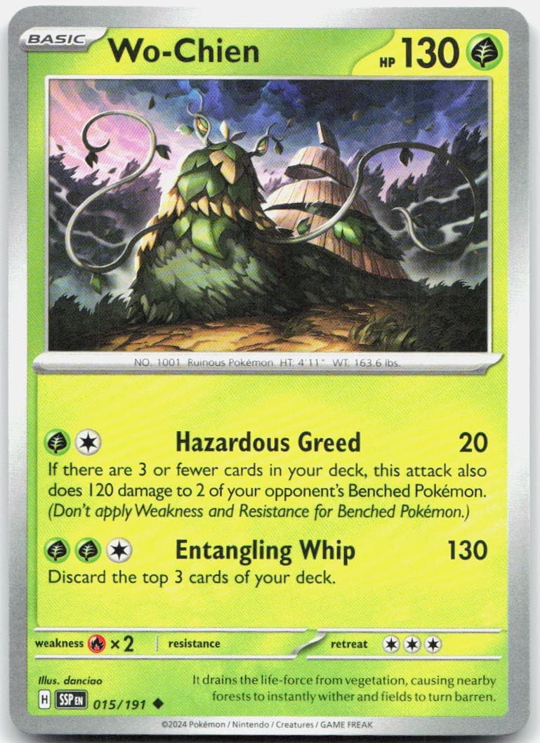Wo-Chien 015/191 15 SV08 Surging Sparks U NM English Pokémon