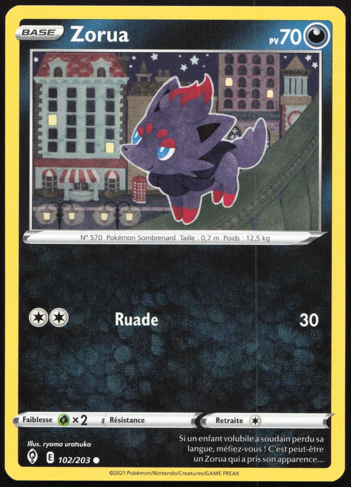 Carte Pokémon Zorua 102/203 Évolution Céleste Français