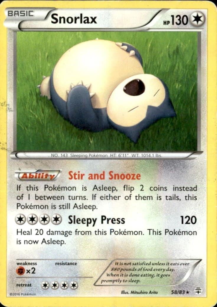 Snorlax 58/83 Generations Rare HP Pokemon TCG