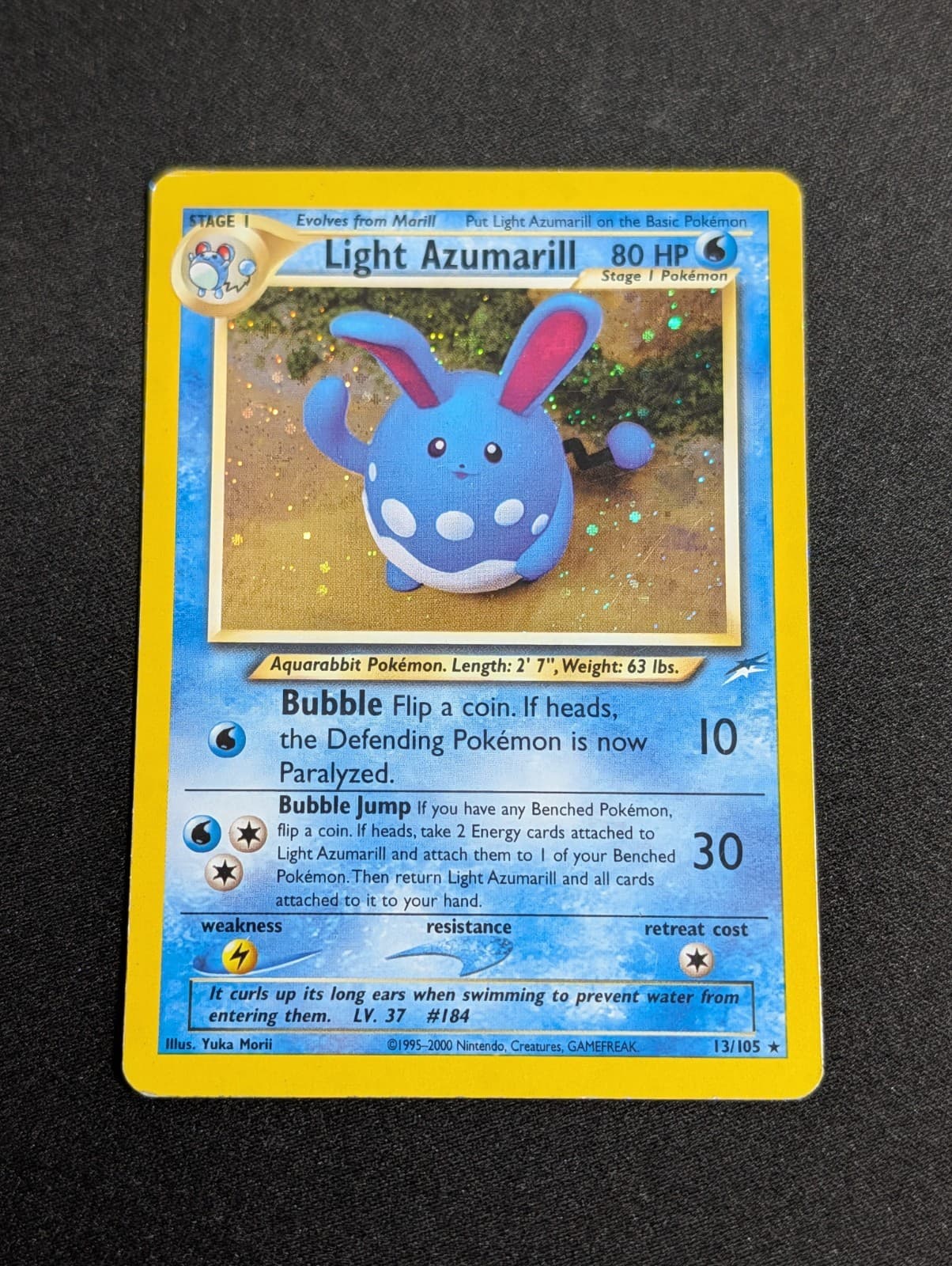 Pokémon Light Azumarill 13/105 Neo Destiny Holo Rare Stage 1 English 2000 80 HP