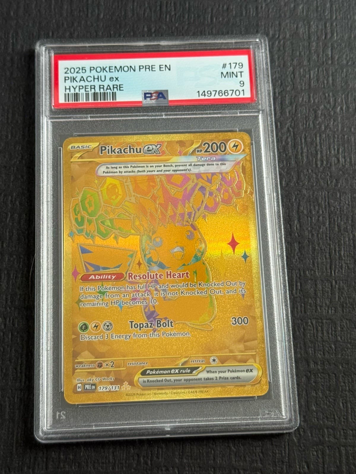 Pokemon TCG Sv: Prismatic Evolutions Pikachu ex 179/131 Hyper Rare Holo EN PSA 9