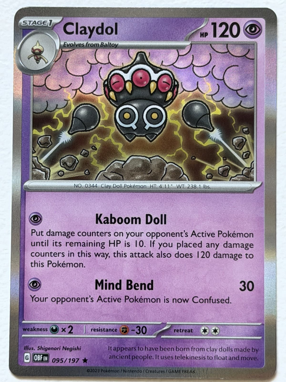 Claydol 95/197 Obsidian Flames Rare Holo Near Mint Pokemon
