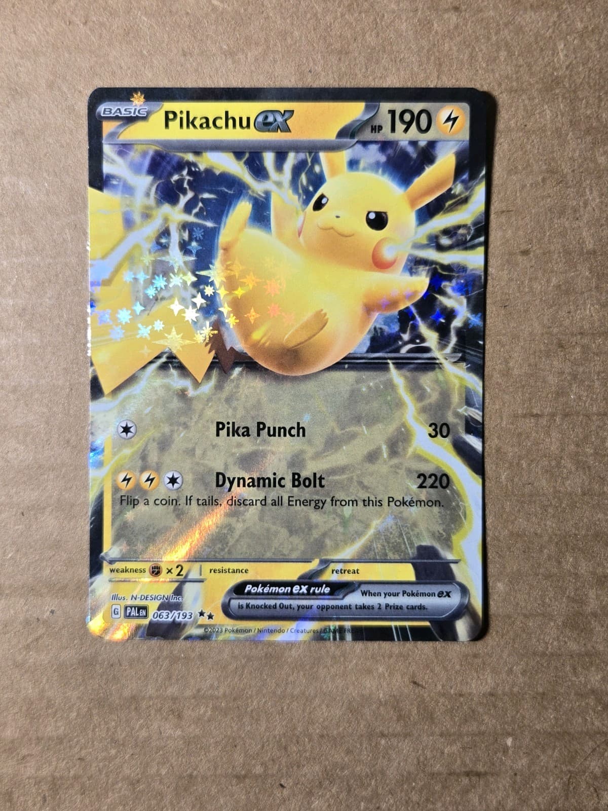 Pokemon Pikachu EX Double Rare TCG Card Paldea Evolved 63/193 NM Condition
