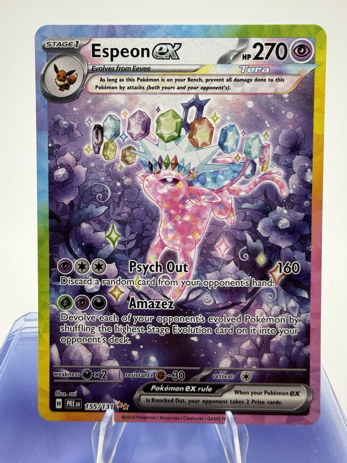 ESPEON EX 155/131 HOLO SPECIAL ILLUSTRATION RARE PRISMATIC EVOLUTIONS POKEMON NM