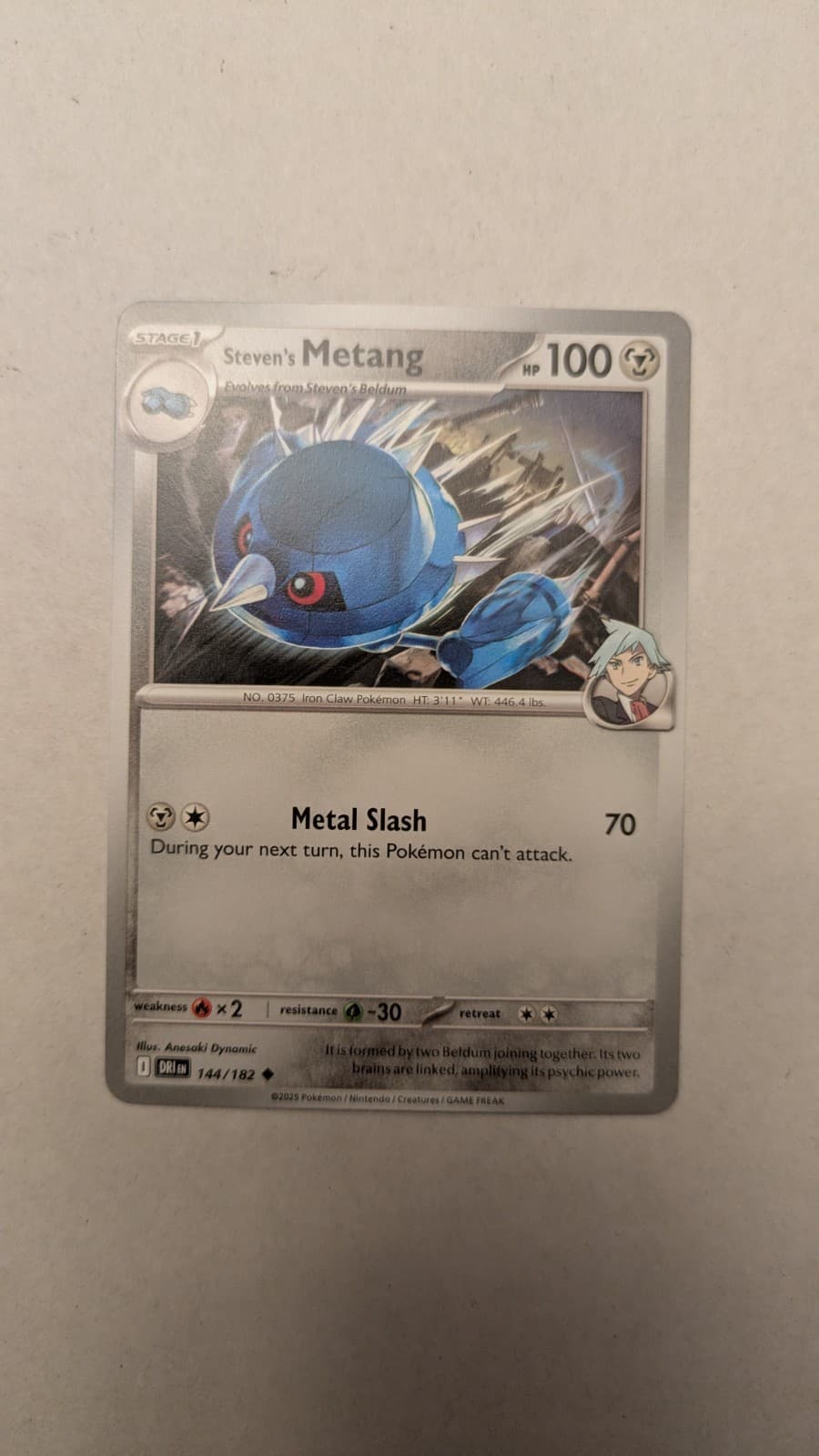 Pokemon TCG Steven's Metang 144/182 Destined Rivals Regular Uncommon ENG 100 HP