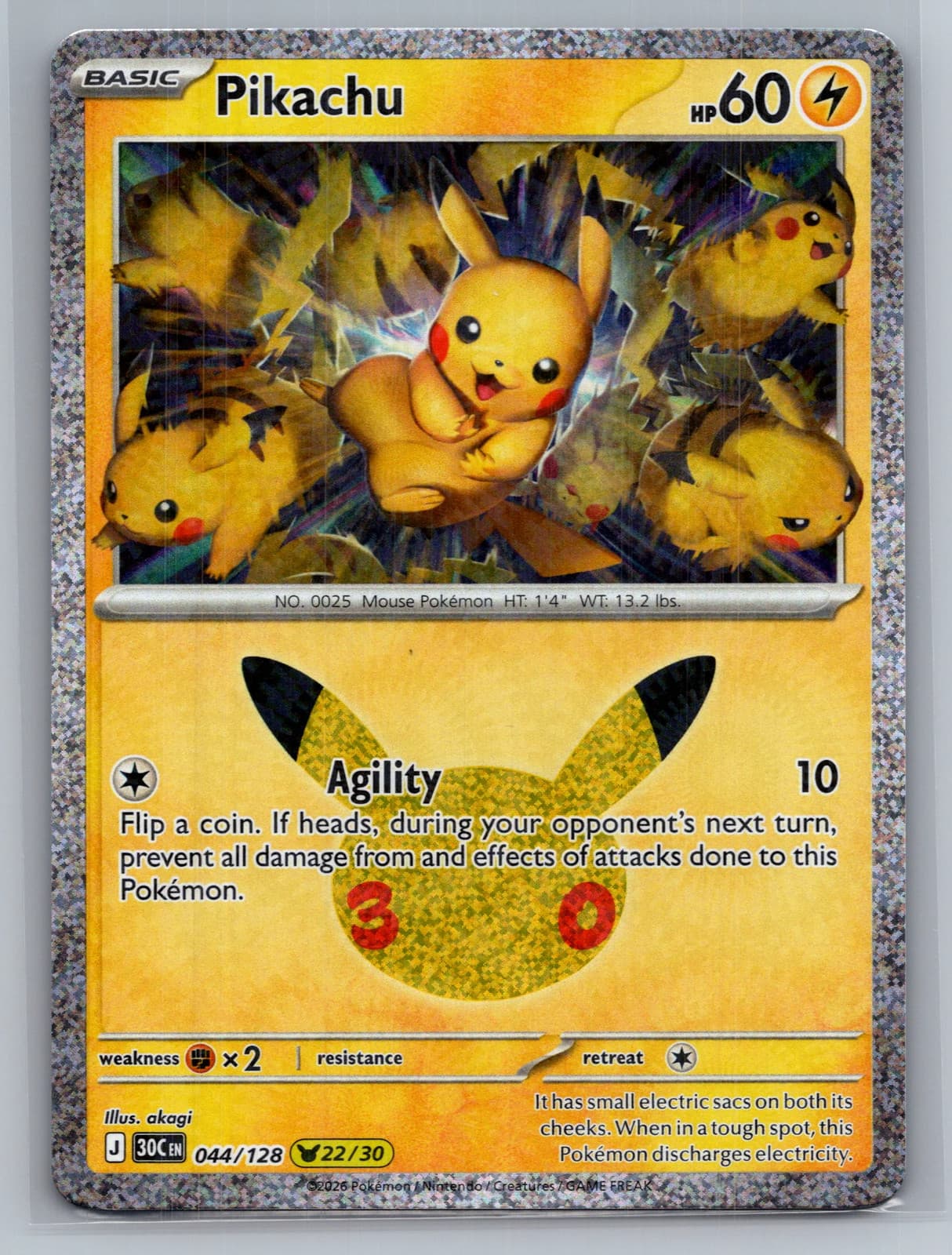 Pikachu #44/128 2026 30th Celebration Pokemon TCG