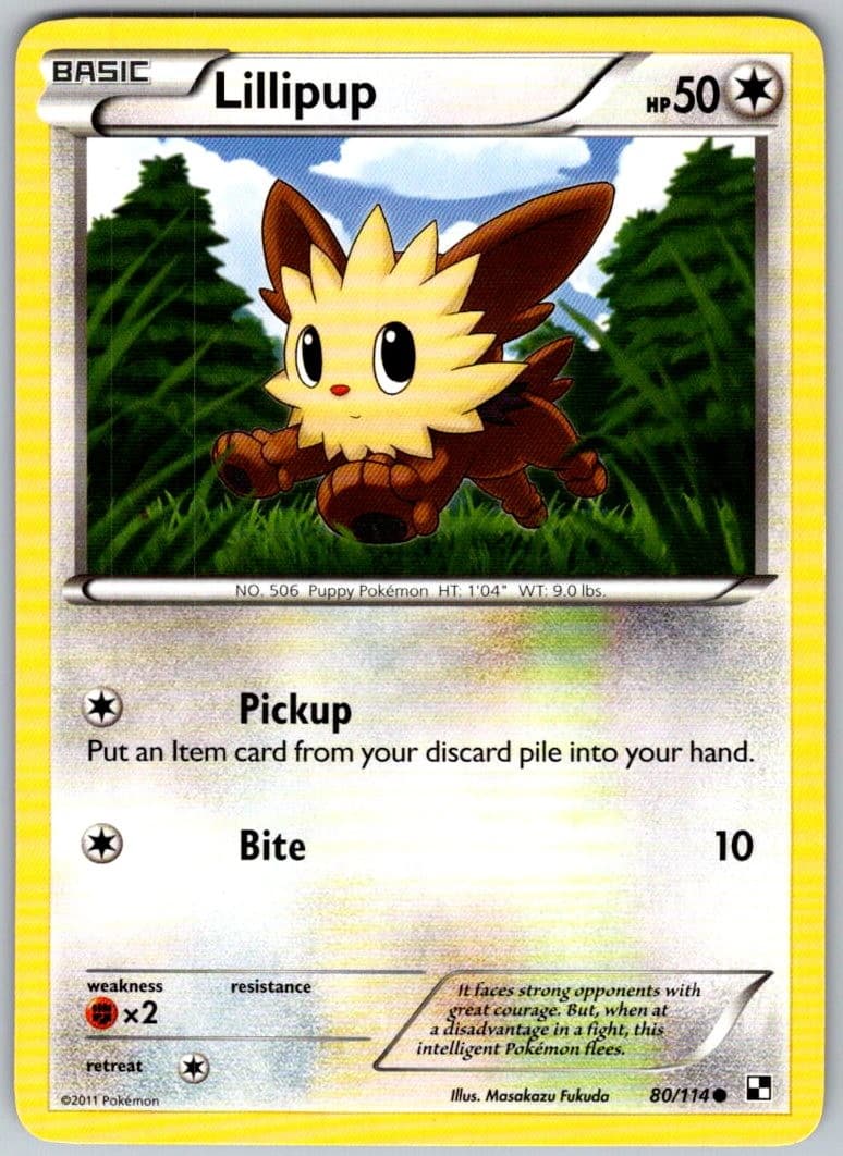 Lillipup 80/114 Common Black & White Pokemon Lightly Played