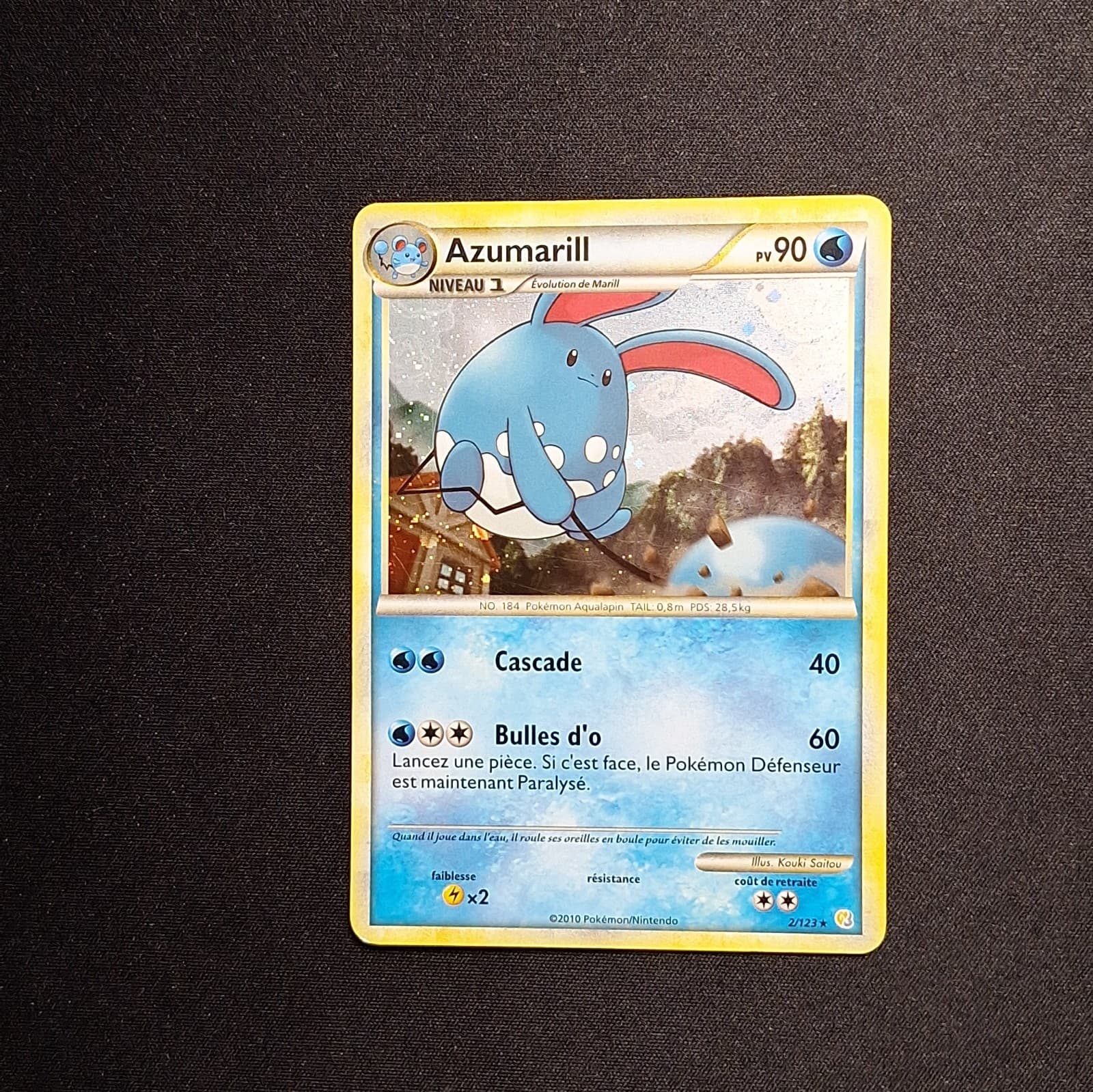 HOLO Azumarill 2/123 HGSS Heartgold Soulsilver Carte Pokemon FR
