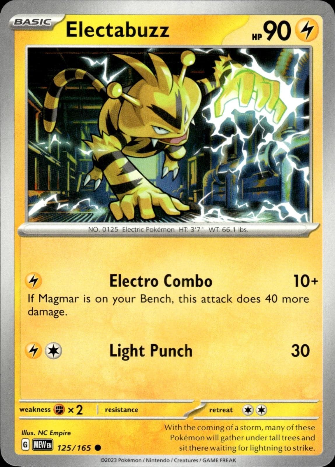 Electabuzz 125/165 Common 151 Pokemon Near Mint