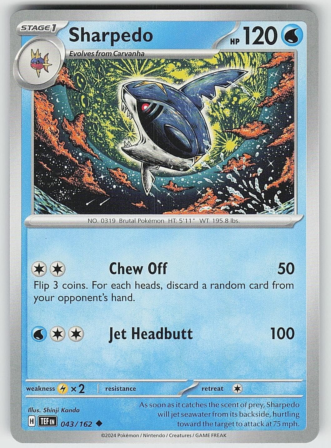 Sharpedo 043/162 Uncommon Temporal Forces Pokemon NM