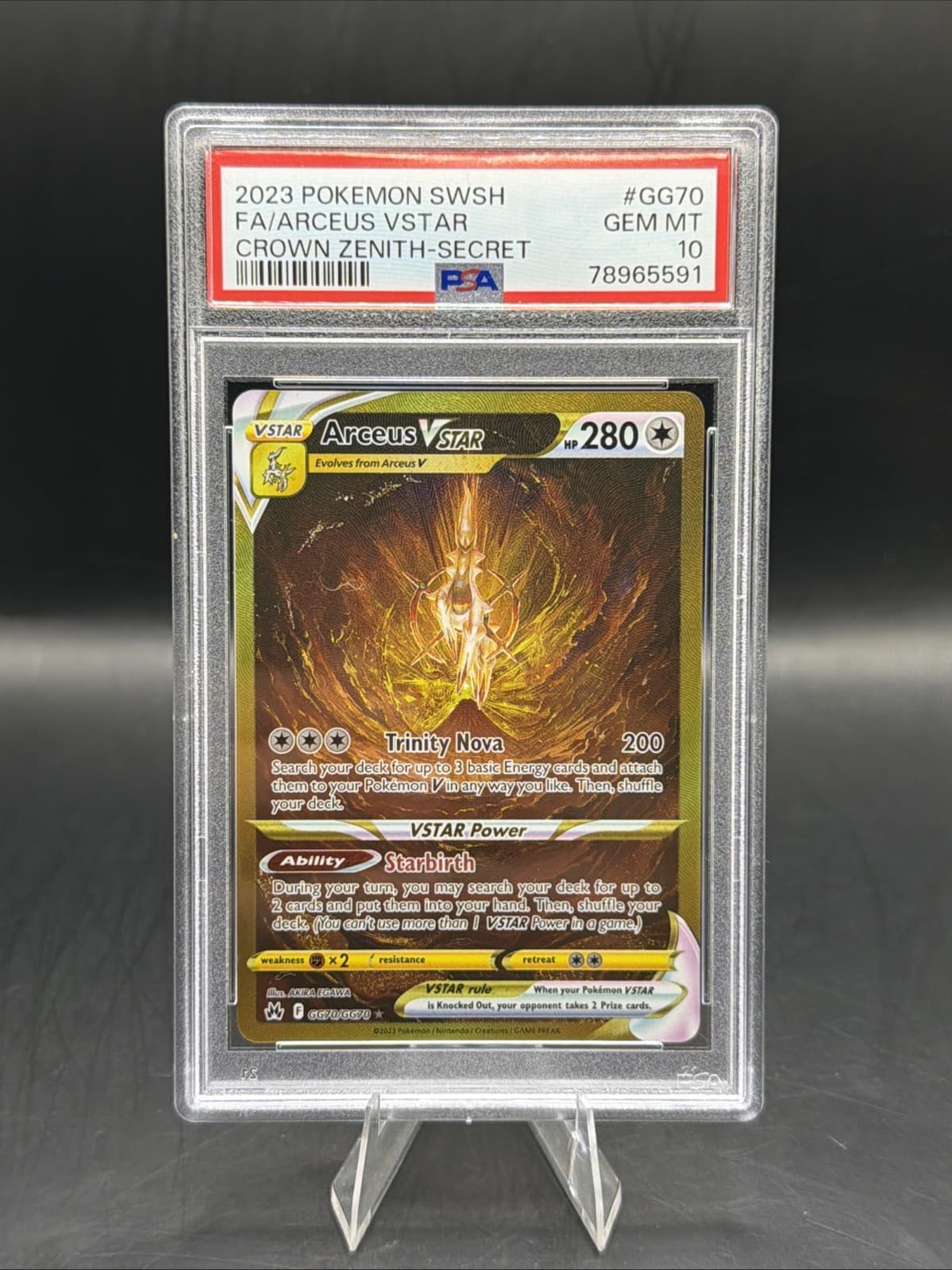 Arceus Vstar GG70/GG70 Secret Sword Shield Crown Zenith Pokemon PSA 10