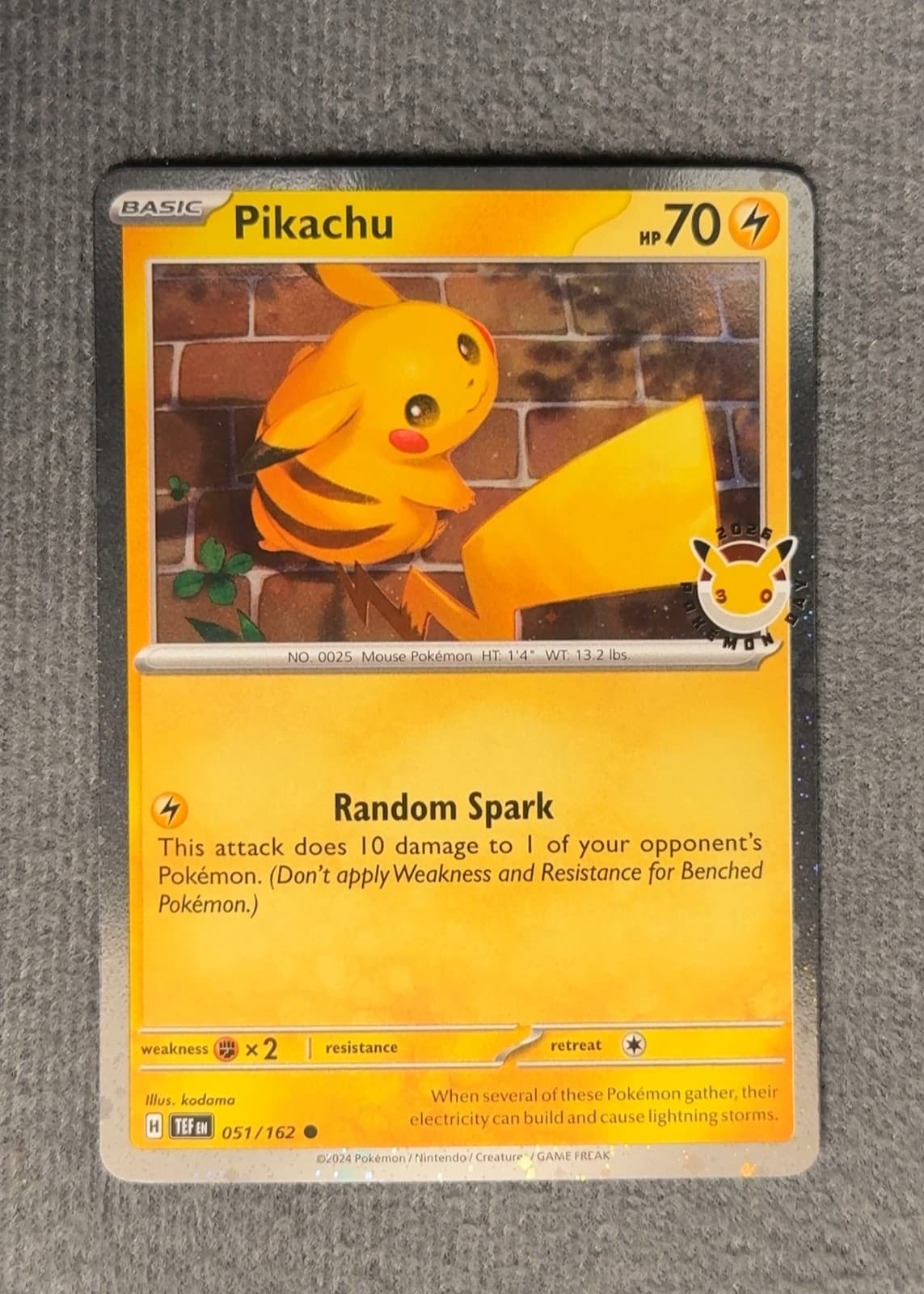 Pikachu [2026 Pokemon Day] 51/162 Temporal Forces Common NM