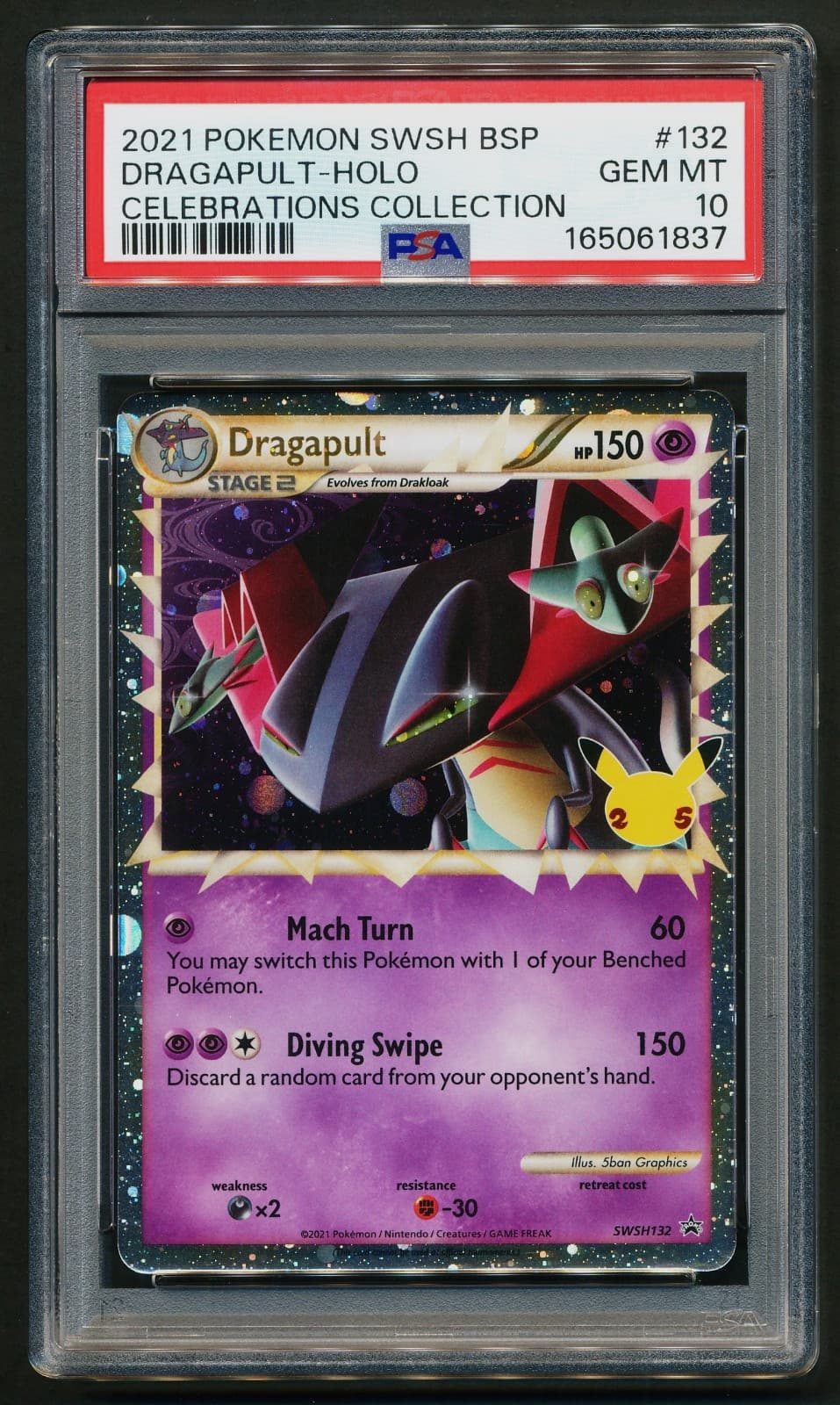 Dragapult SWSH132 Black Star Promo Holo Pokémon 2021 Celebrations PSA 10 GEM