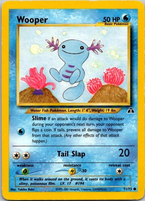 Wooper 71/75 Common Neo Discovery Pokemon Unlimited Moderately Played