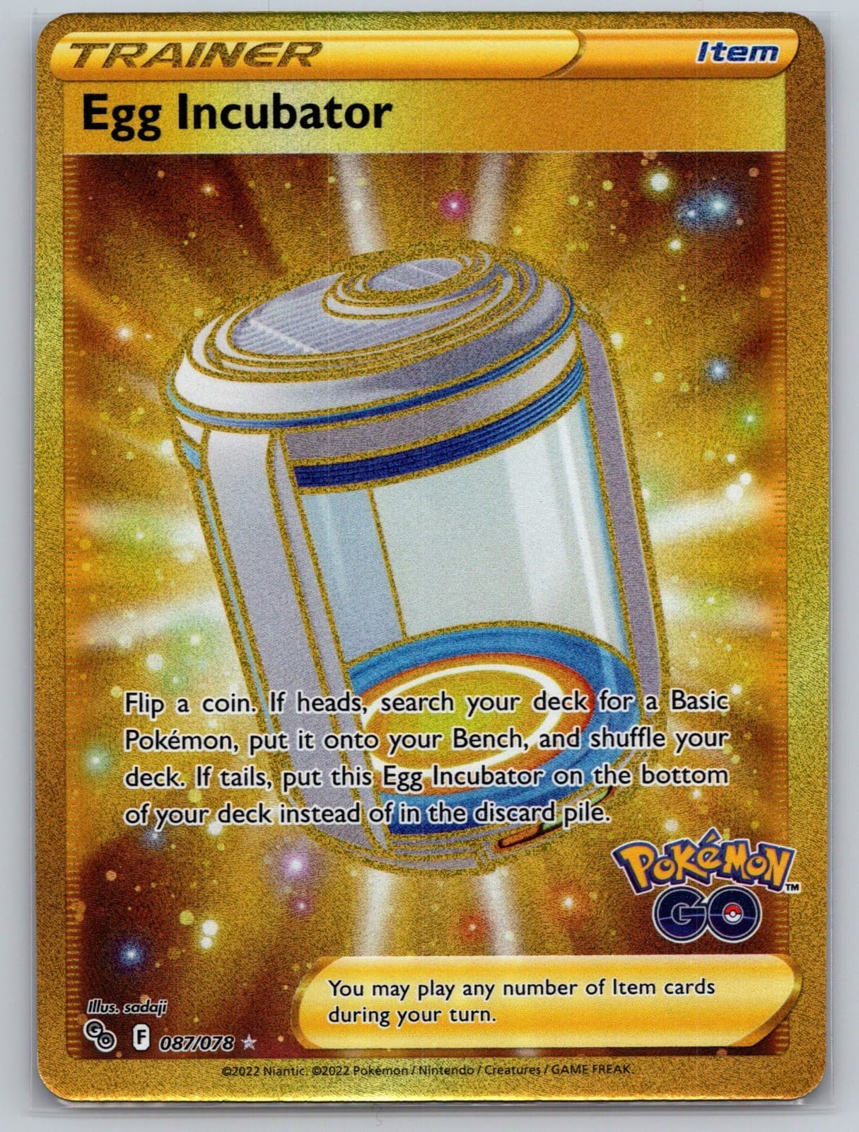Egg Incubator (Secret) Holo Secret Rare Pokemon GO 087/078 NM