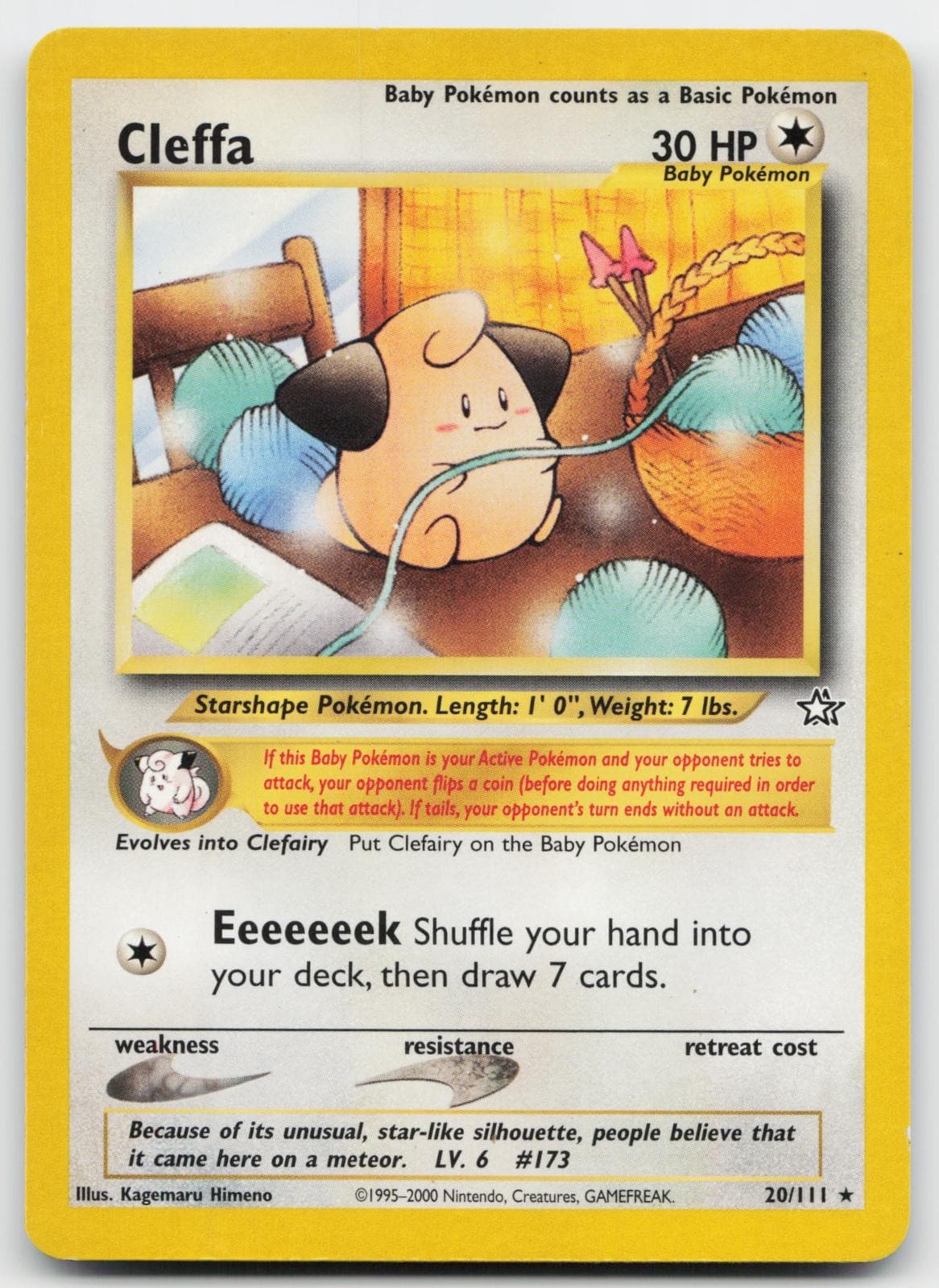 Cleffa 20/111 Rare Neo Genesis Pokemon Unlimited Lightly Played
