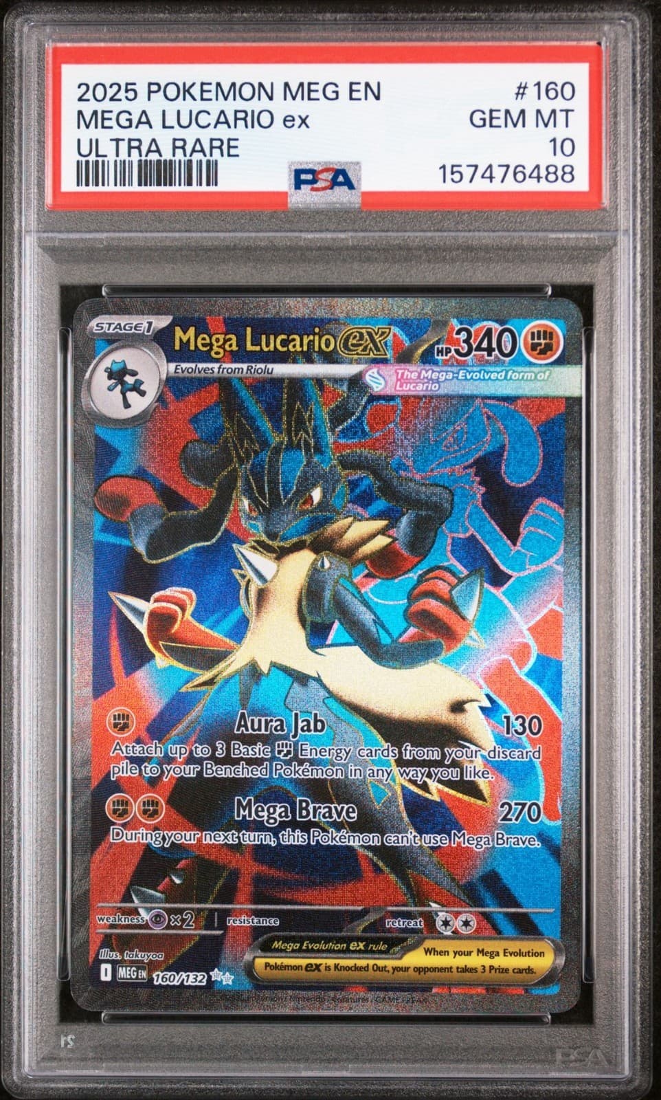 PSA 10 MEGA LUCARIO EX 160/132 ULTRA RARE MEGA EVOLUTION BASE POKEMON 😍