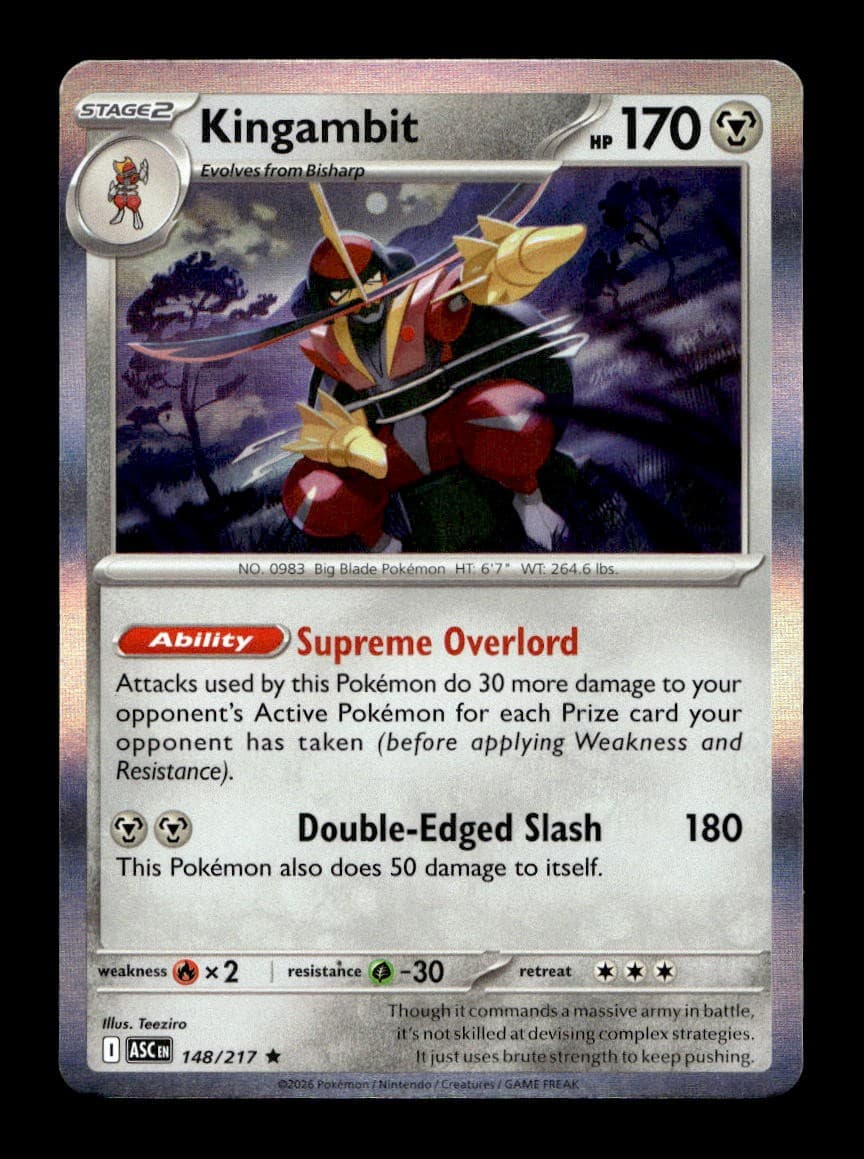 Kingambit 148/217 Rare Ascended Heroes Pokemon Holo Near Mint