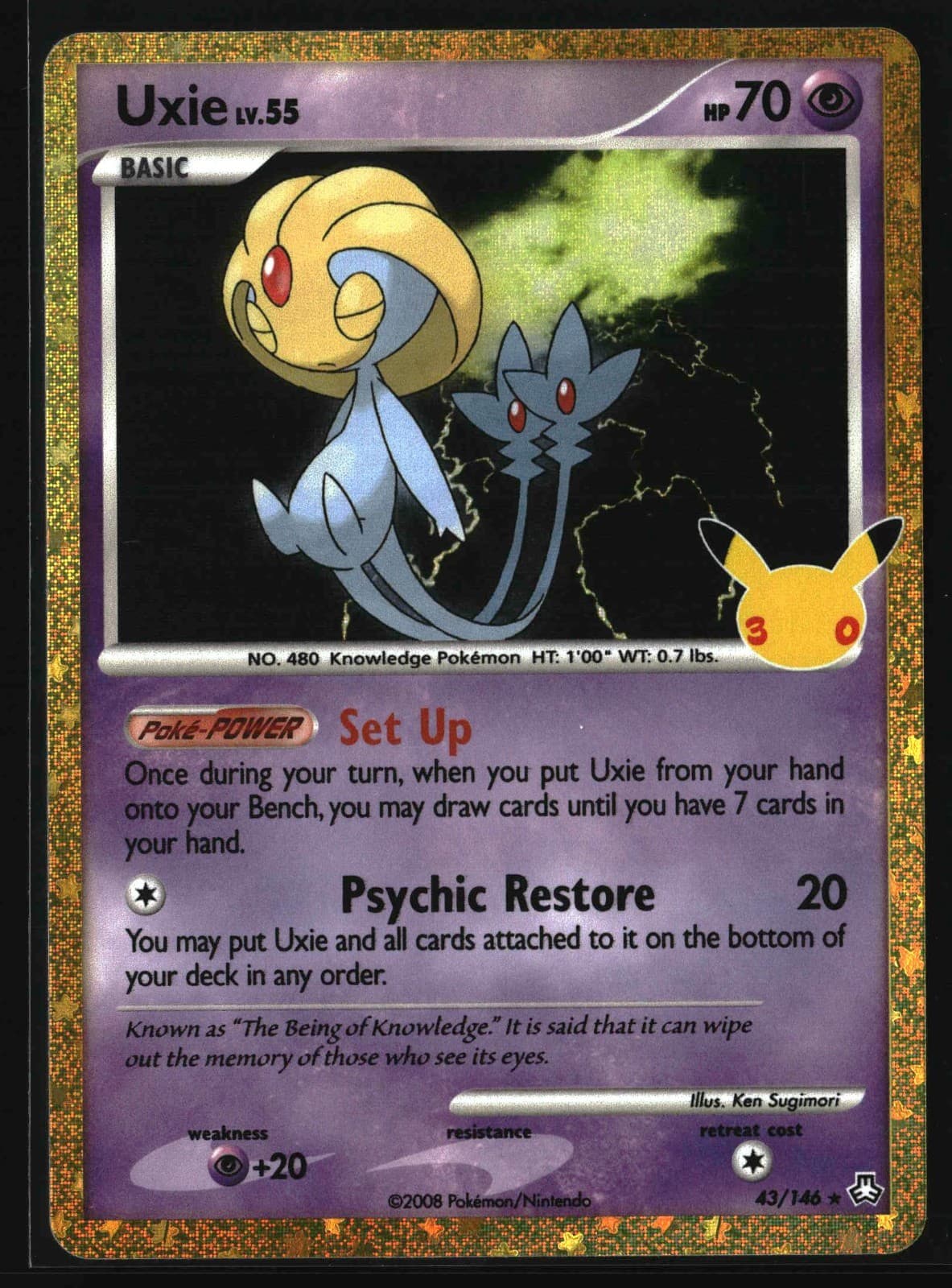 2026 Pokemon Uxie 43/146 30C EN 30th Celebration Classic Collection Holo