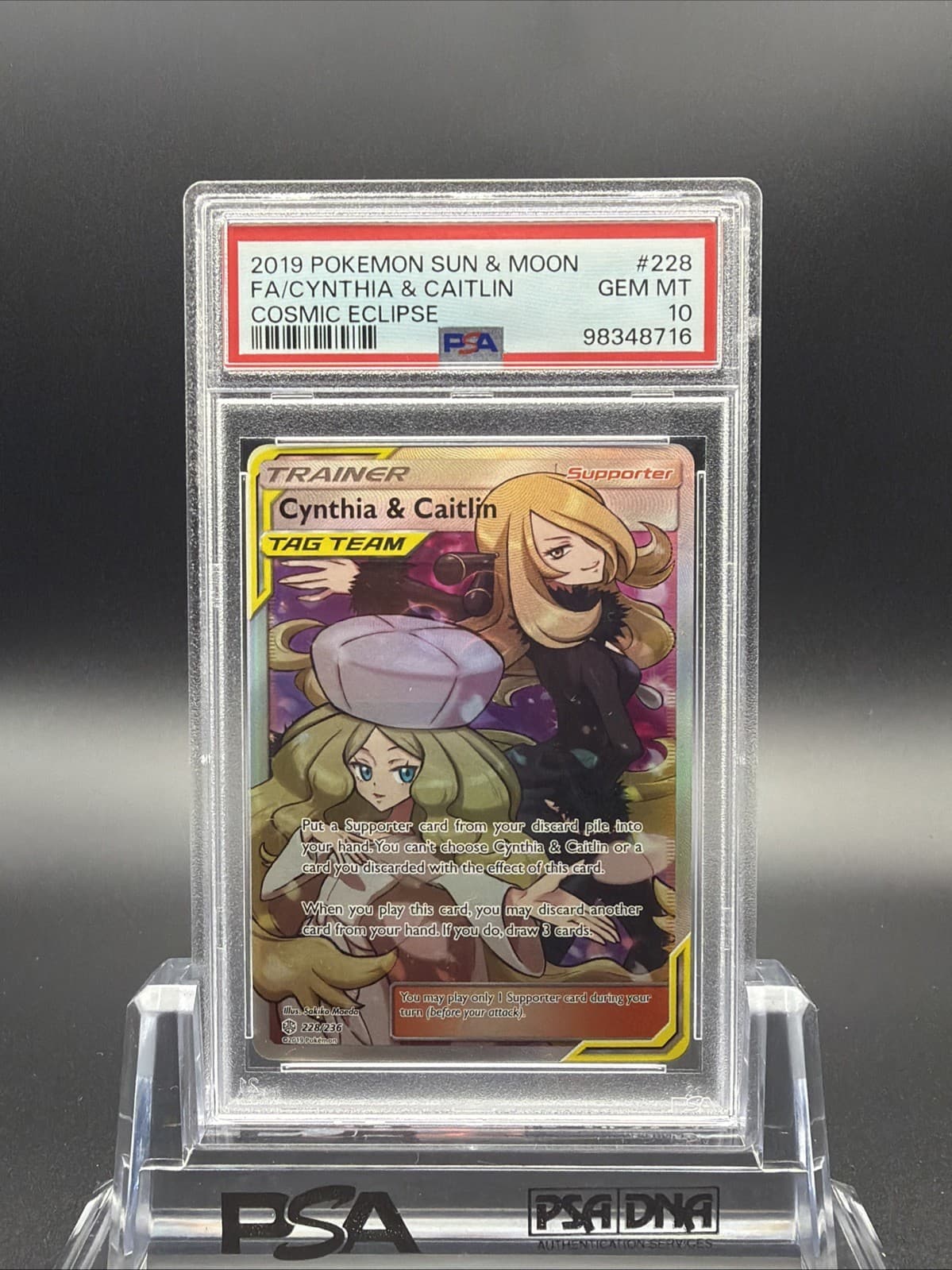 Cynthia & Caitlin (Full Art) 228/236 Sm-Cosmic Eclipse Holo PSA 10
